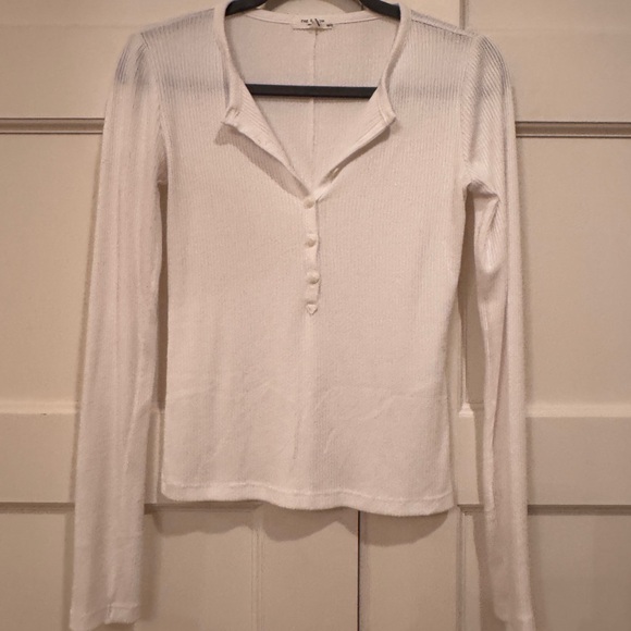 rag & bone White Button Down Ribbed Top - Picture 2 of 6